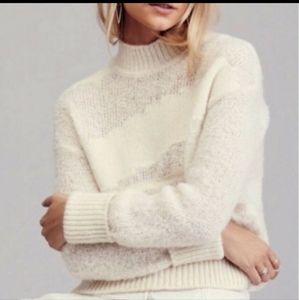 Free People Suki Alpaca Super Soft Cream Mock Turtleneck Sweater Size Small